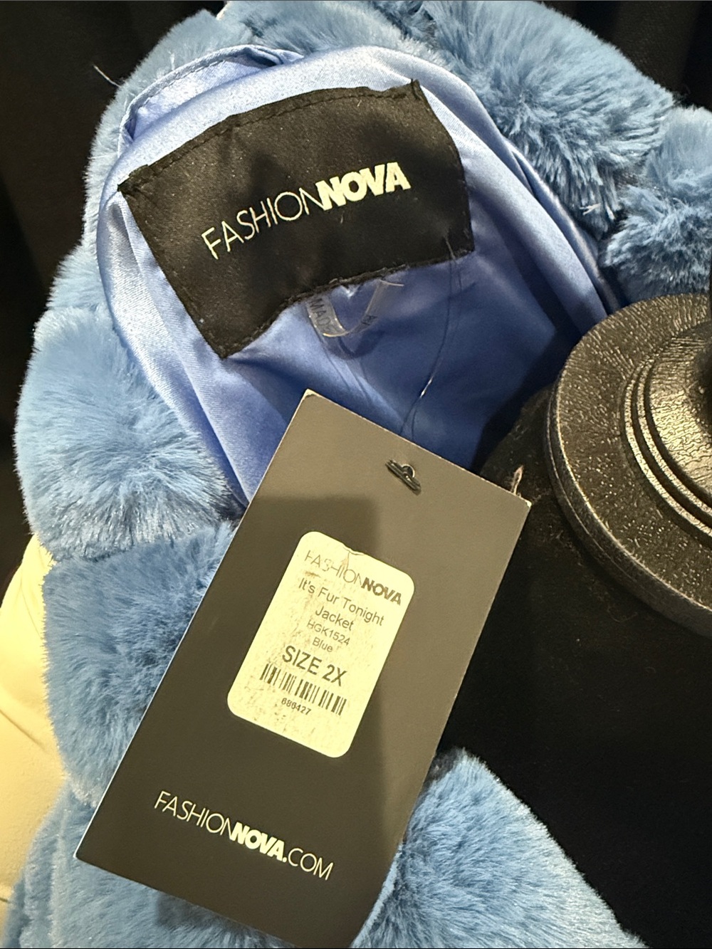 Fashion Nova Dusty Blue Plush Teddy Jacket - Picture 2 of 8